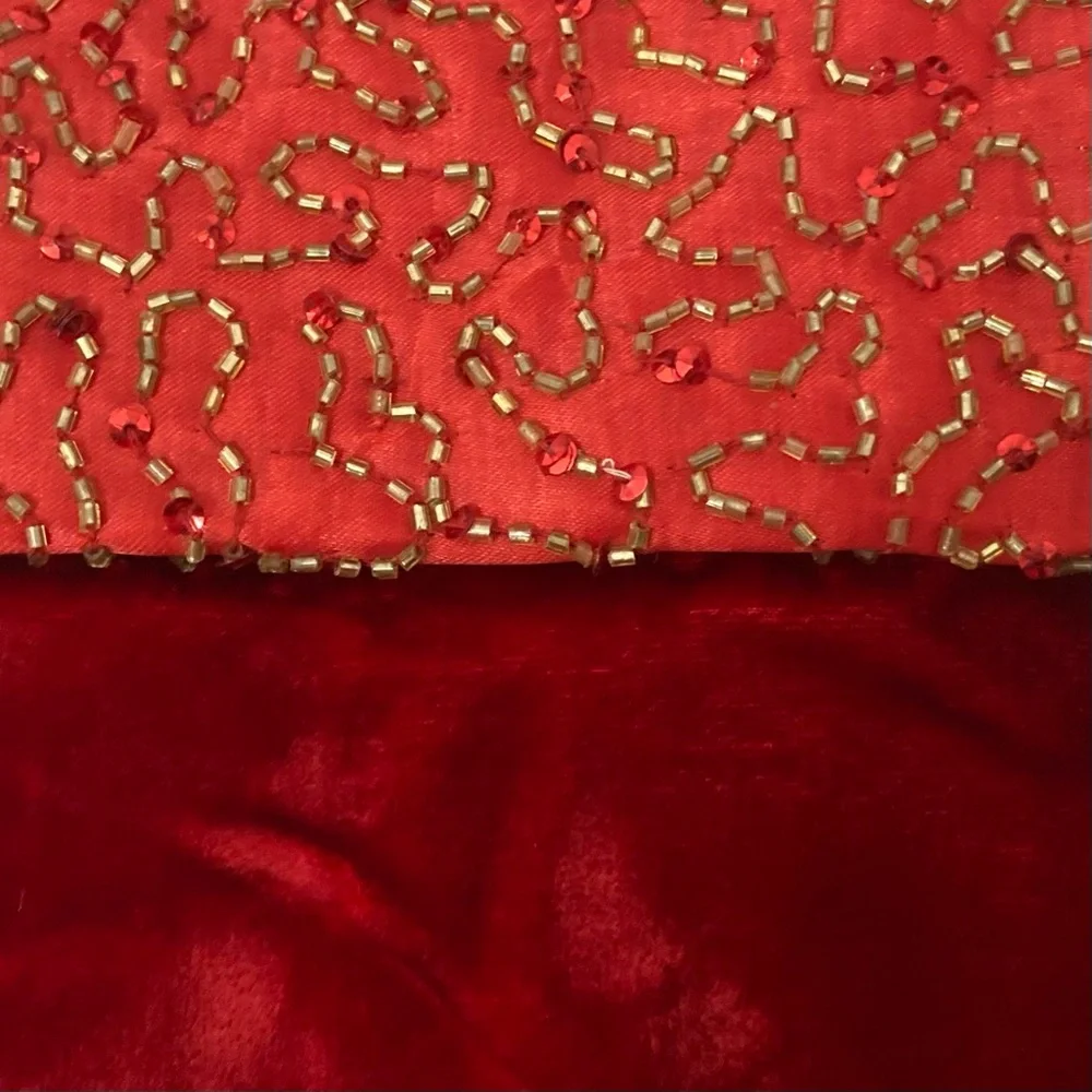 ⭐️ Target Red Velvet And Gold Beaded Christmas Stocking
